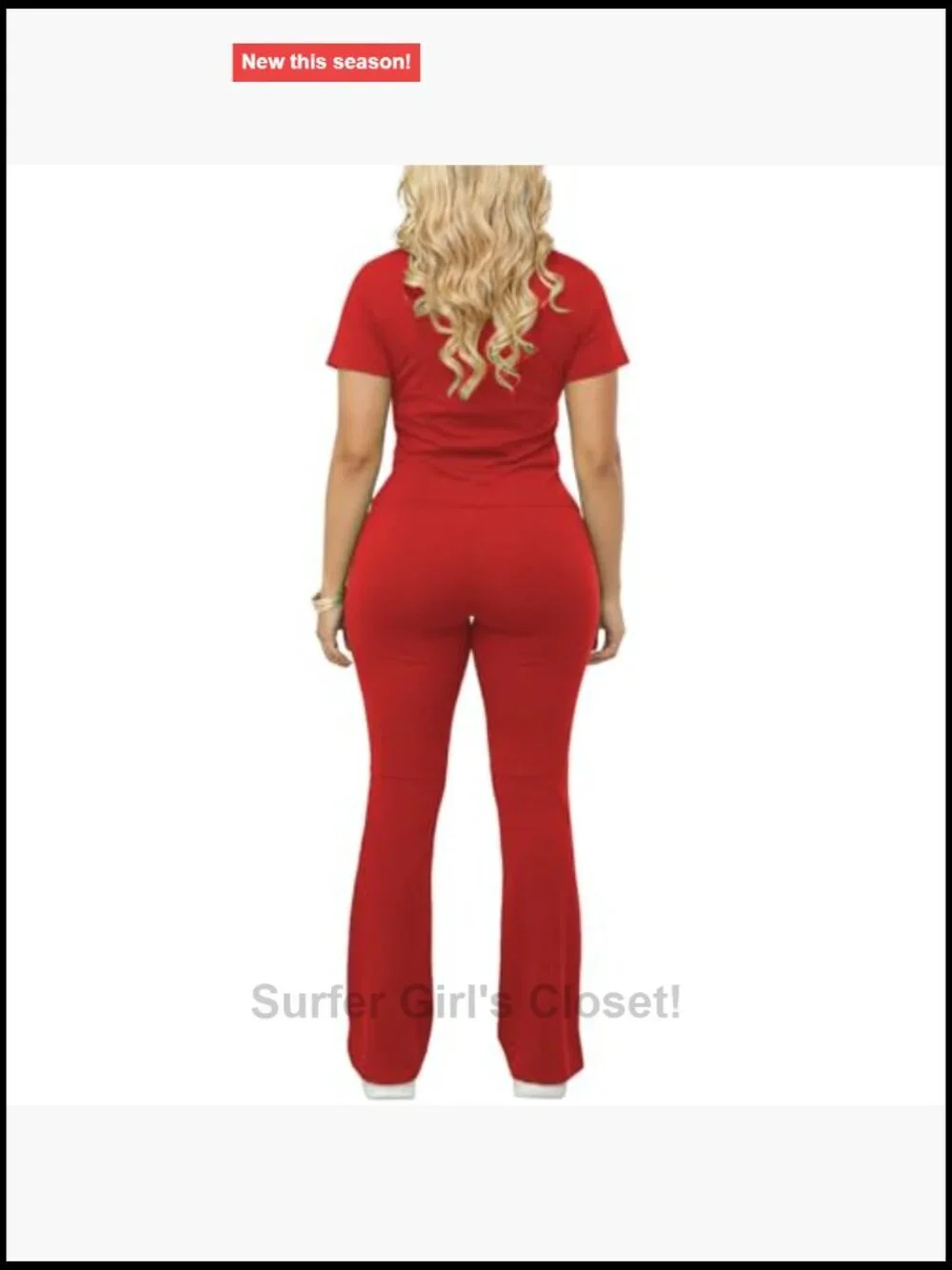 Short Sleeve Crew Neck Top Flared Pants Set Slim Fit Casual Tracksuit Lounge